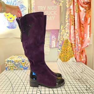 Azura Kikapet Purple Microsuede Knee-High Boots - 36